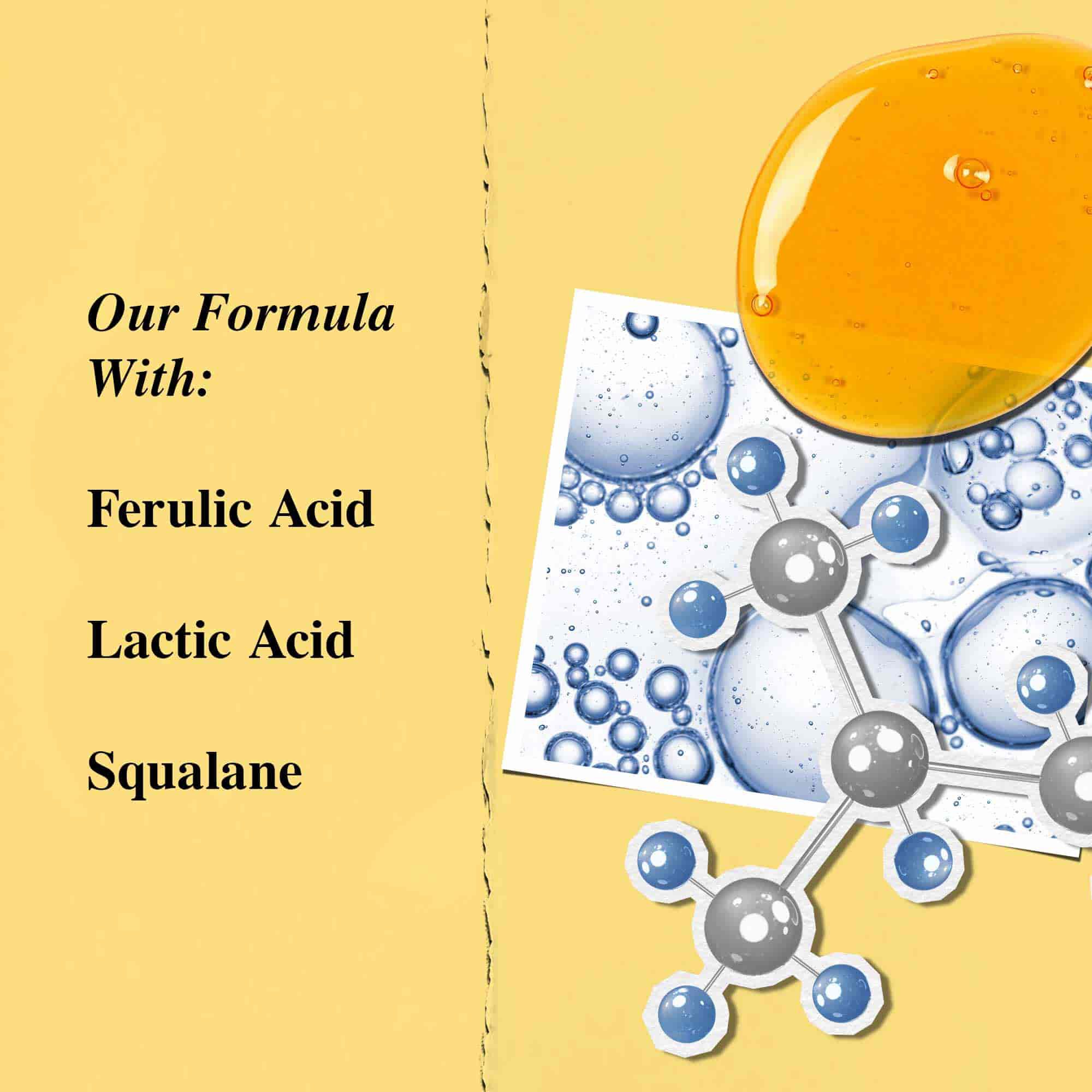 Ferulic Brew Facial Essence ana bileşenleri Ferulik Asit, Laktik Asit ve Squalane.