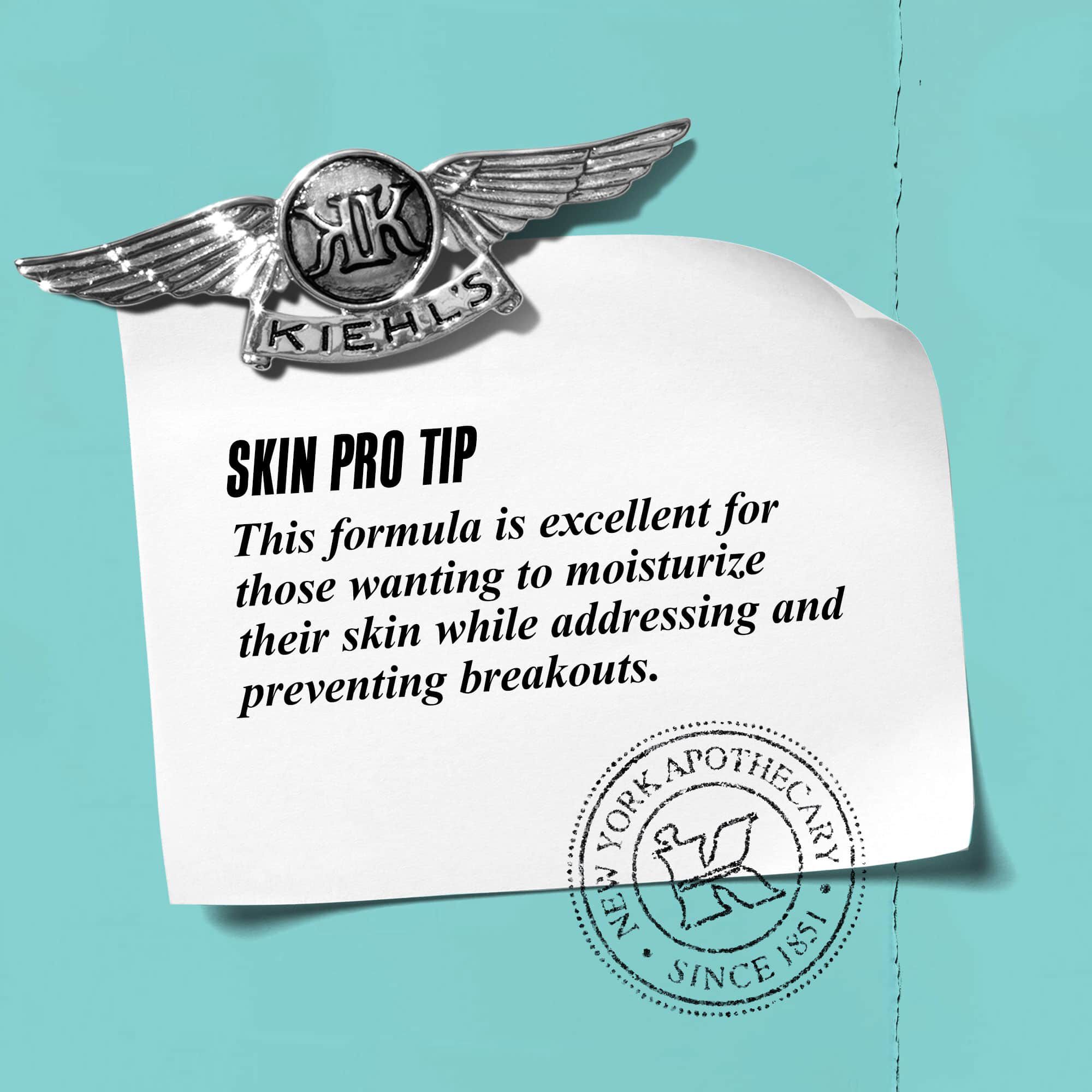 A graphic with text reading "Skin Pro Tip: This formula is excellent for treating and moisturizing the skin while addressing and preventing breakouts."
