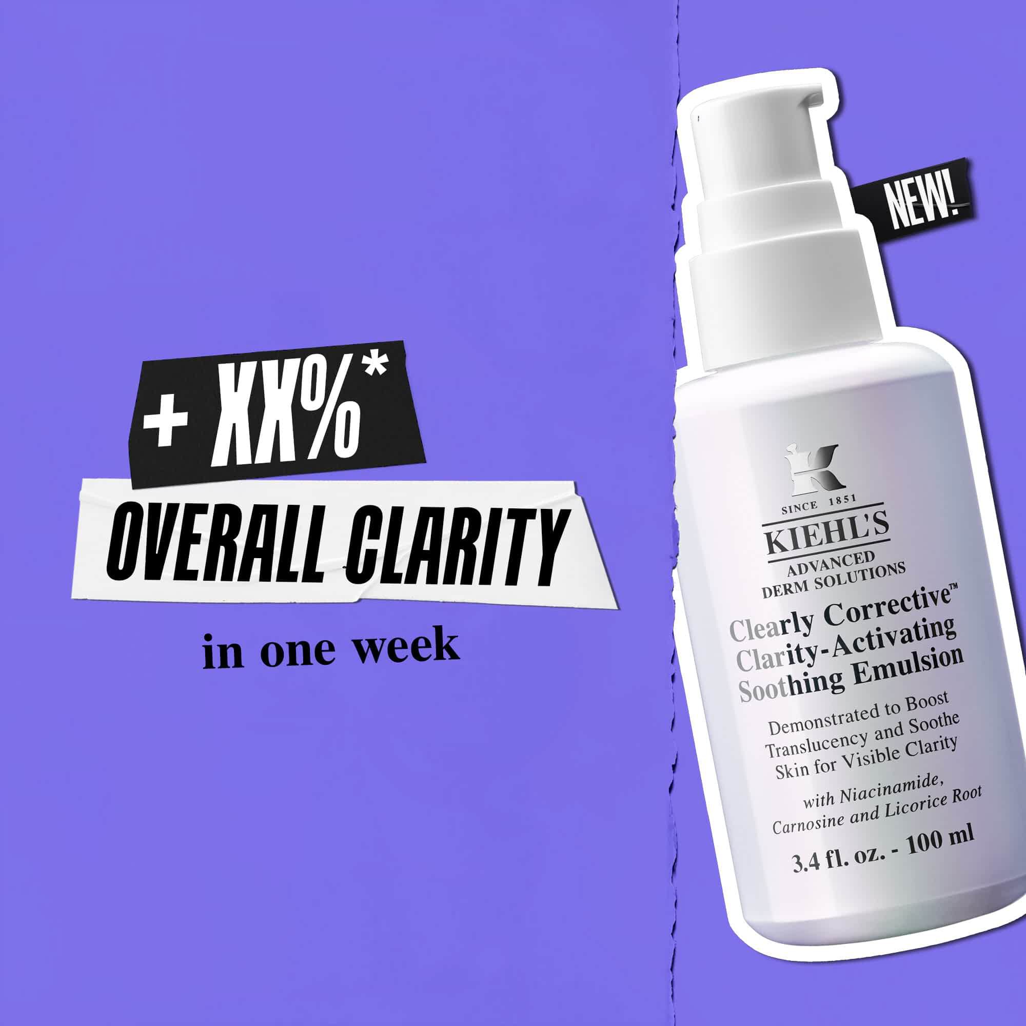 Kiehl’s Emulsion şişesi ile Yeni! Metin ve +XX% Genel Aydınlık Bir Haftada iddiası
