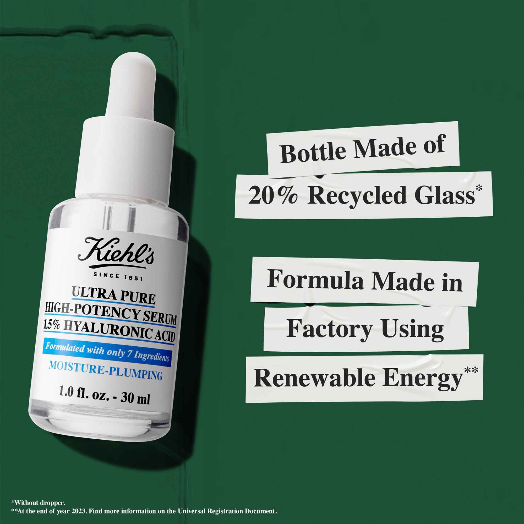 Kiehl's serumlerini karşılaştıran bir grafik: Hyaluronik Asit, Niasinamid ve Glikolik Asit. Metin, normal, karma ve yağlı ciltler icin uygunluğu vurguluyor.