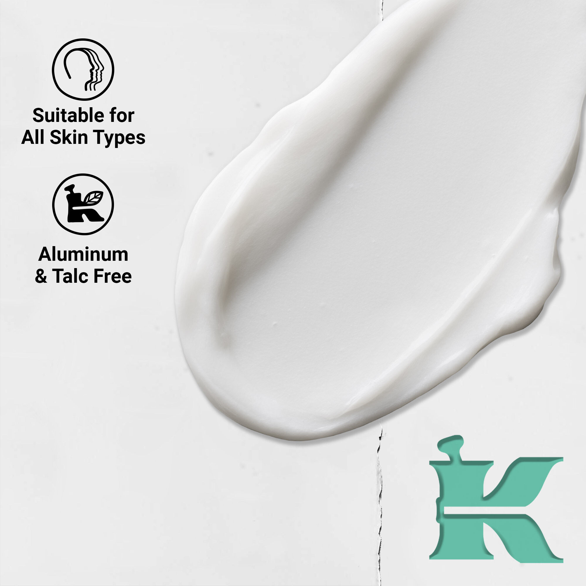 Kiehl's Over & Under Krem-Toz Formundaki Deodorant doku orneği – Aluminyum ve Talk İcermez