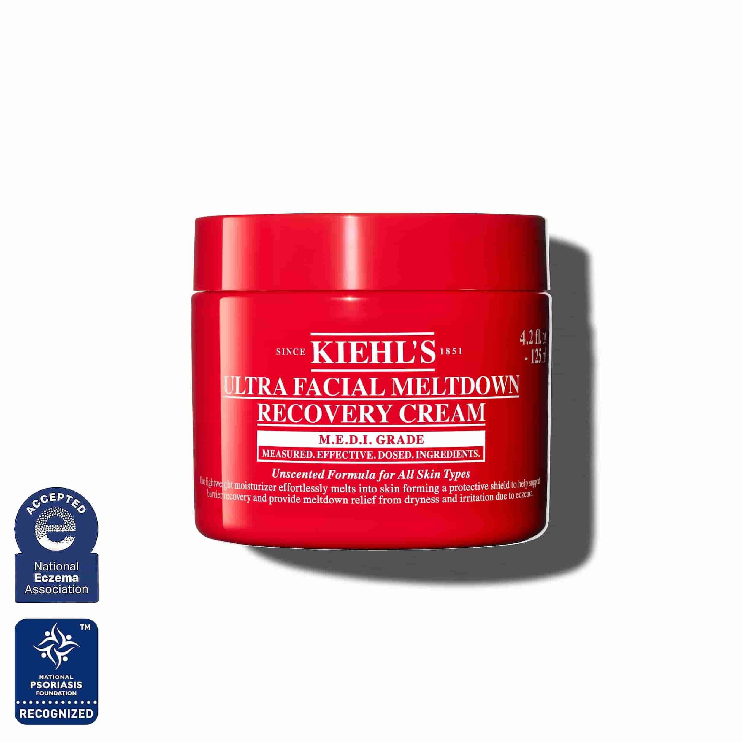 Red jar of Kiehl’s Ultra Facial Meltdown Recovery Cream Whip, 125ml size.