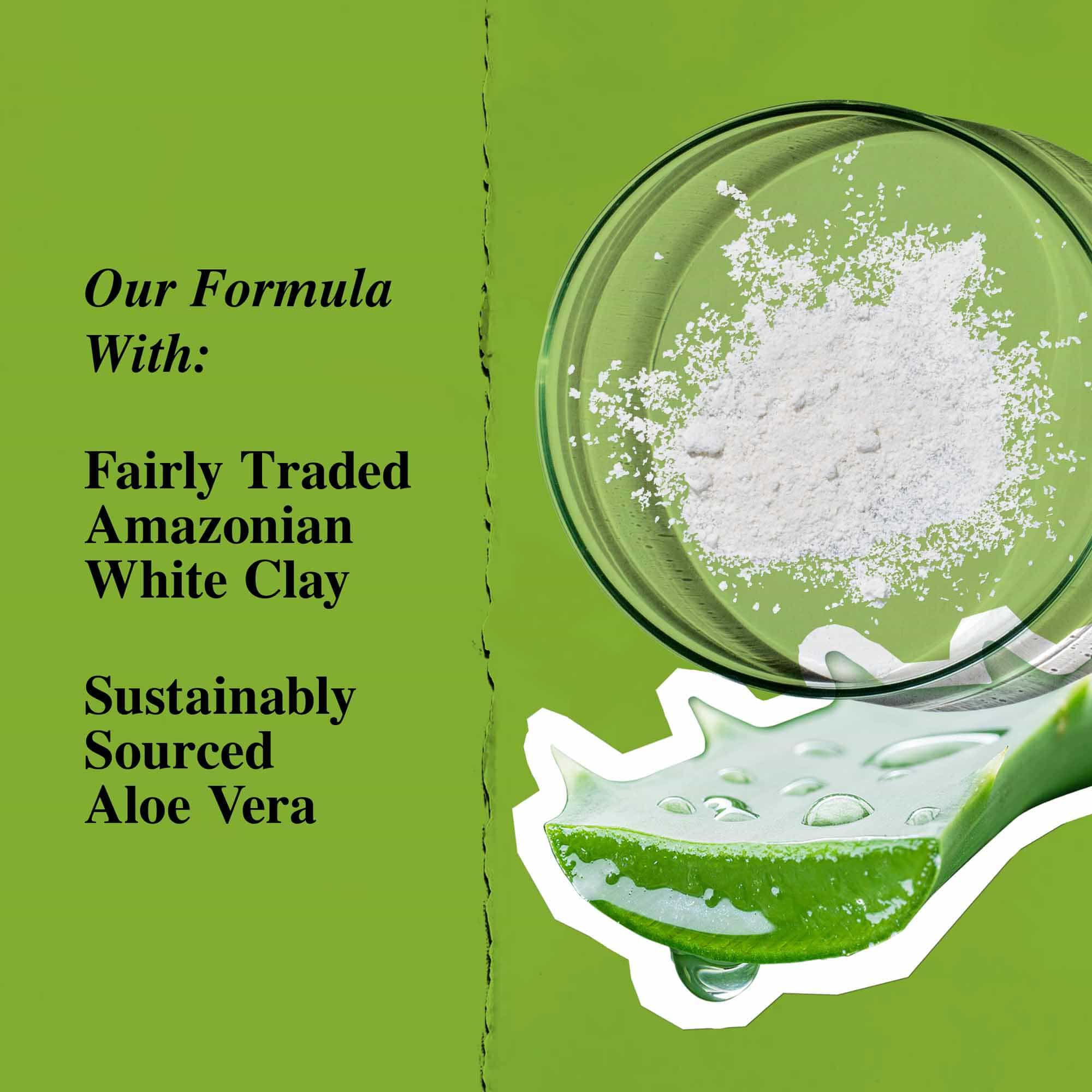 Beyaz Kil ve Aloe Vera vurgulanan ana bileşenler grafiği.