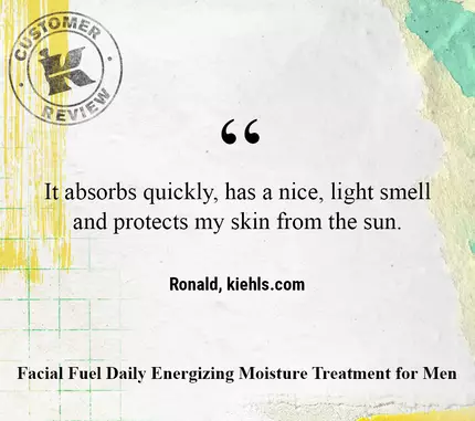 It absorbs quickly, has a nice, light smell and protects my skin from the sun. —Ronald, kiehls.com